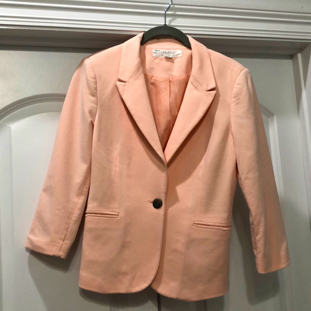 Forever 21 Essentials Pale Peach 3/4 length Blazer